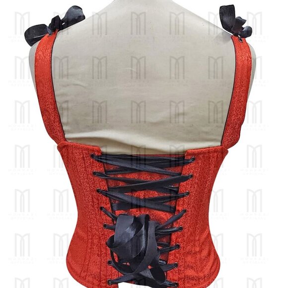 Fullbust Brocade Corset with Front & Back Lacing & Shoulder Straps - Picture 3 of 3